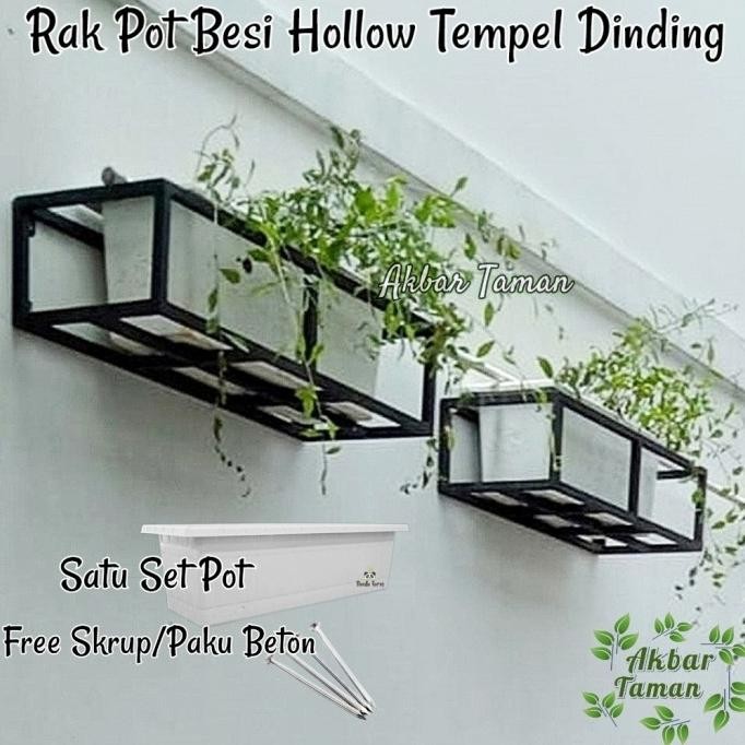 Rak Pot Panjang Bunga Besi Hollow Tempel Dinding Satu Set Pot Erendias42