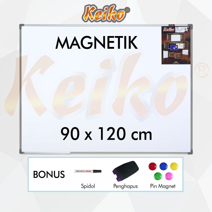 

PROMO! Papan Tulis Whiteboard Gantung Magnet Single Face Keiko 90 x 120 cm