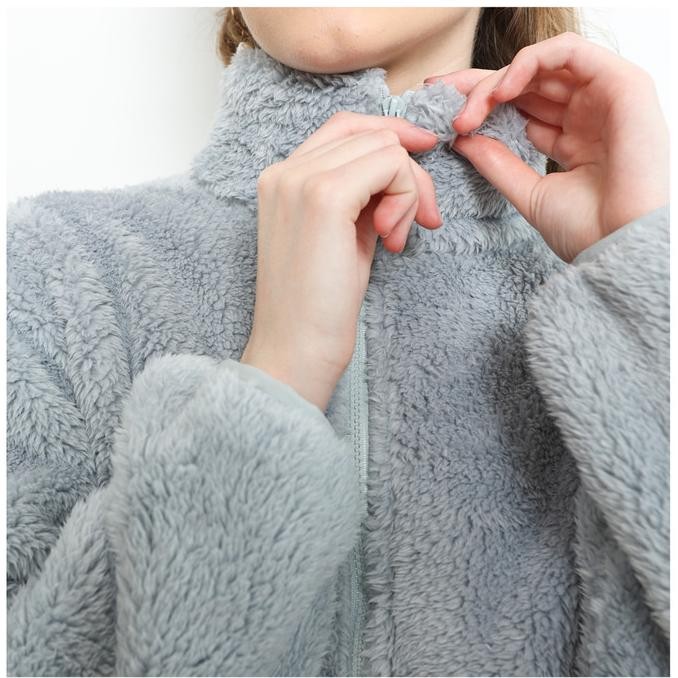 Jaket Winter full fur bulu halus thermal pullover Uniq*lo Jacket Fur Musim Dingin Hangat Coat Zipper