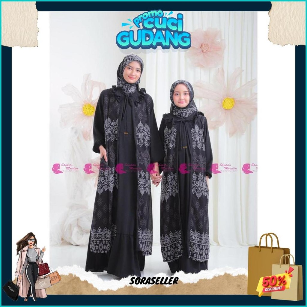 Gamis Ibu Dan Anak Couple Ceruty Etnik Premium Terbaru ( Harga Satuan ) Gamis Couple Ibu Dan Anak Pe