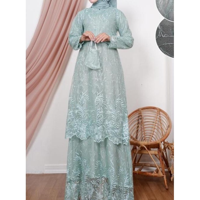 D1 Gamis wanita dress wanita muslim brukat fashion muslim tingkat Terlaris