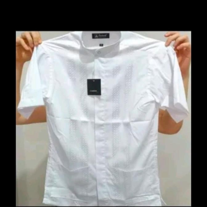baju koko alisan kemeja pria lengan pendek reguler putih Terlaris