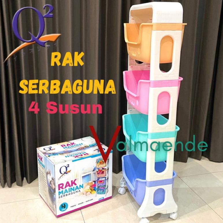 TON>> RAK SUSUN 4 TINGKAT SERBAGUNA Q2 8804 RAK MAINAN ANAK LUCU KARAKTER 4 TINGKAT + RODA RAK ORGAN