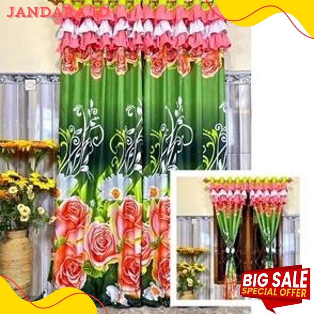 New Motif Gorden Smokring Gorden Jendela Rumbai Gorden Pintu Rumbai Motif Tulip Bunga Bunga Diskon