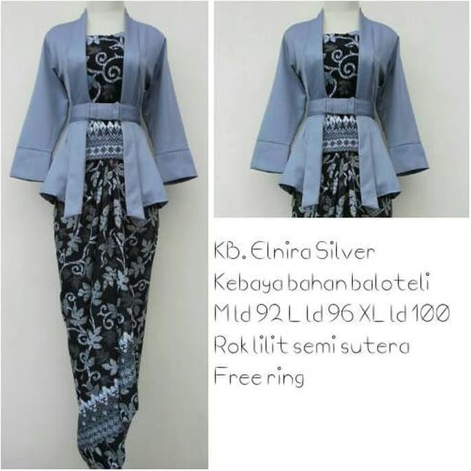 eug stelan kebaya kutubaru elnira silver kombinasi kebaya modern set wisuda kondangan guru acara - a