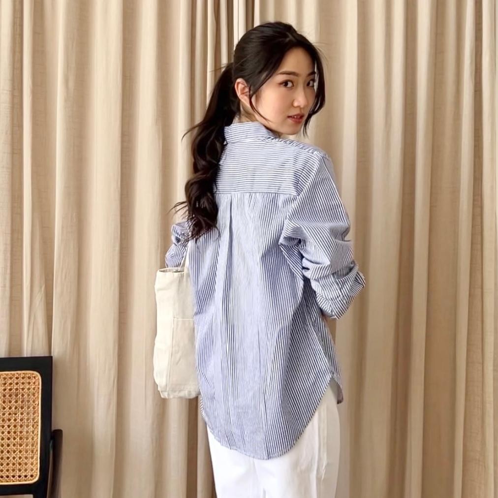 despo mauren - carol shirt / stripe shirt / kemeja stripe / kemeja katun salur wanita