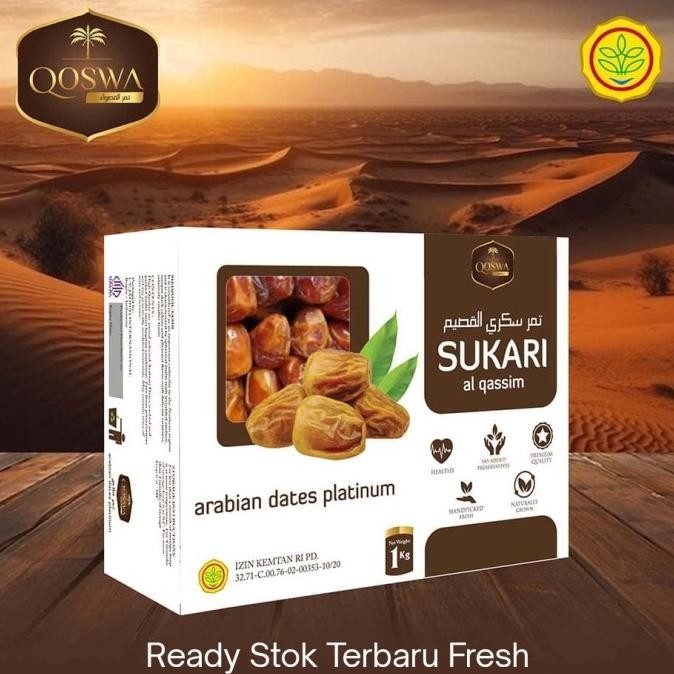 

Kurma Sukari Qoswa 1kg, Arabian Date Platinum, Kurma Raja Jumbo