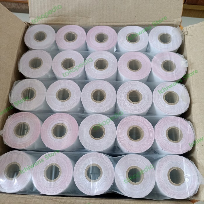 

Kertas Struk Paper Roll NCR 2 Ply PM 75x65/75x60/75x55 1 dus isi 100