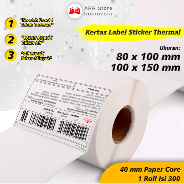 

Label Barcode 100 X 150 mm Kertas Sticker Thermal 80 X 100 mm 300 pcs