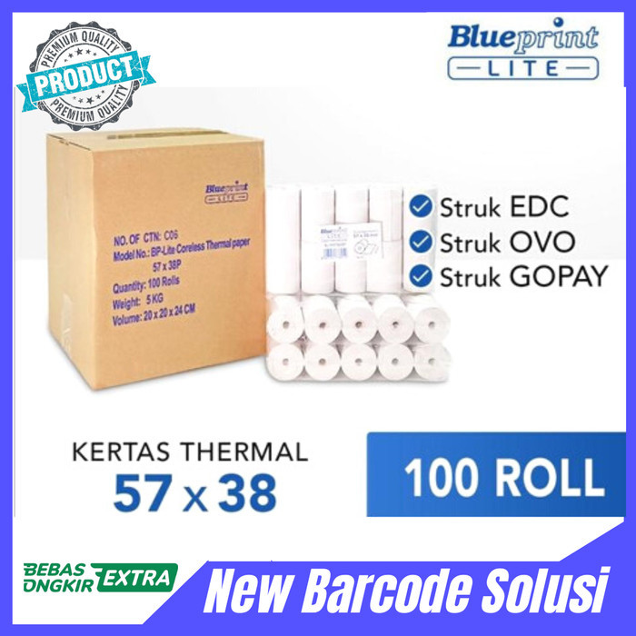 

KERTAS THERMAL BLUEPRINT LITE 57X38 57 X 38 CORELLES PRINTER KASIR EDC