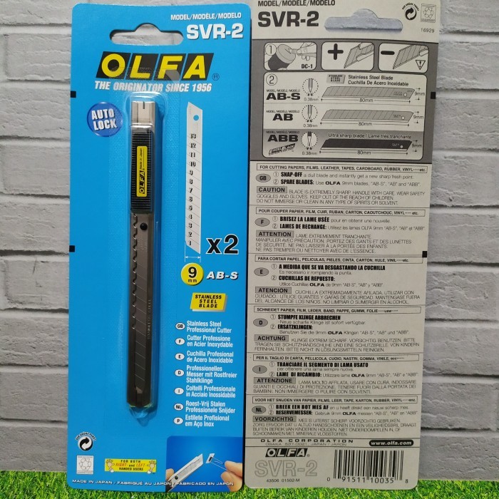 

Pisau Cutter 9mm SVR-2 Olfa Snap-Off blade Stainless Steel Body