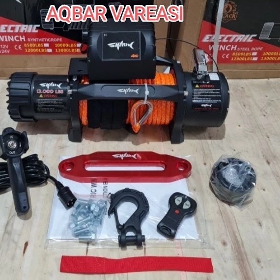 winch black horse 13000lbs 12v synthetic rope tali plasma