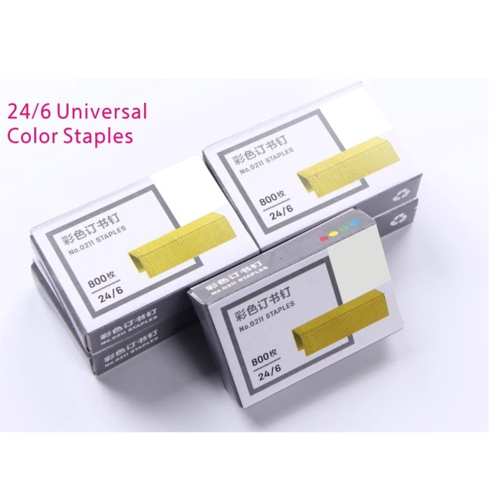 

Colored staples universal 24/6 12# stationery binder office staples stainless steel binding suitable