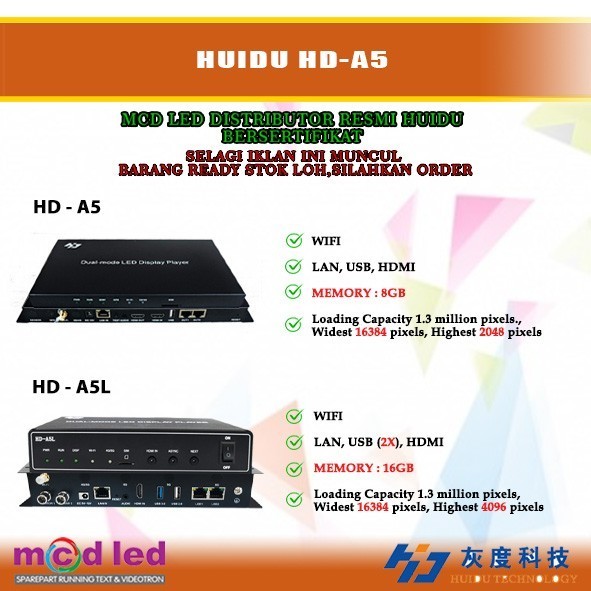 

Barang Terlaris Hd A5 Huidu Packing Aman