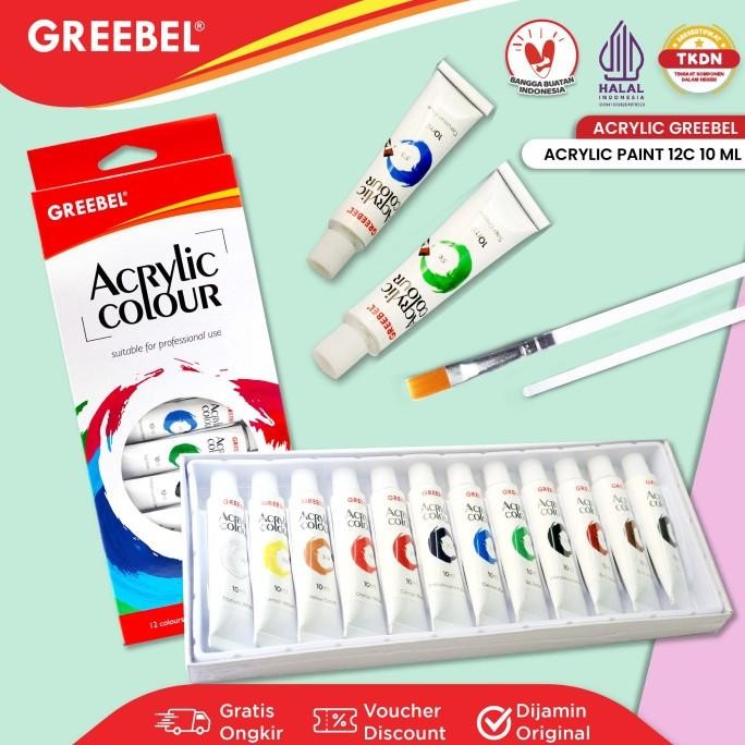 

GREEBEL CAT AKRILIK ACRYLIC 10 ML 12 WARNA Untuk Anak Art Melukis HT