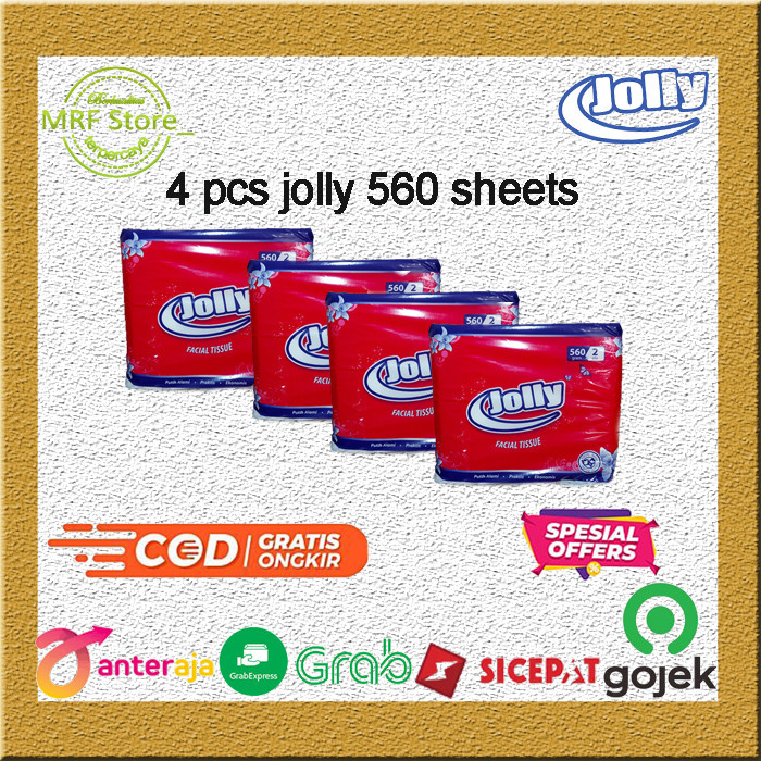 Terlaris Tissue Jolly 4 Pcs 2 Ply// Tisu Makan // Tisu Wajah Lembut