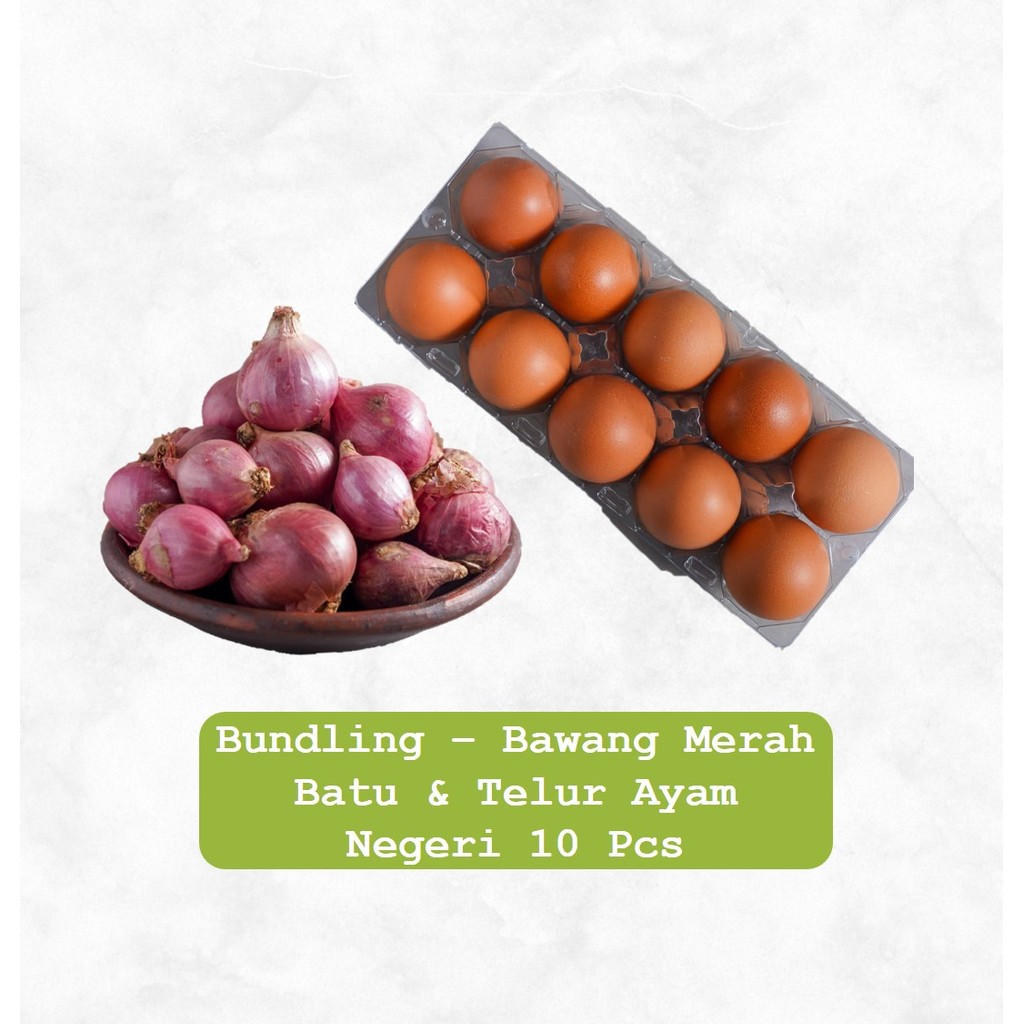 

Bundle - Bawang Merah Batu Konvensional 250 gram & Sayurbox Telur Ayam Negeri 10 pcs 1 pack