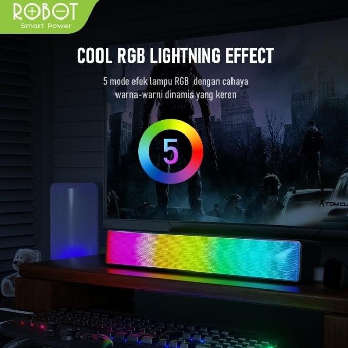 Robot RB580 Speaker Bluetooth Soundbar 10W Ultra Bass with RGB Light Terlaris
