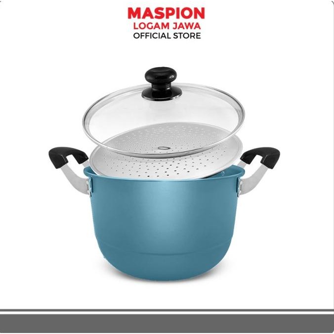 Maspion Mikado Dandang Alcor Anodize Tutup Kaca - Steamer Alumunium