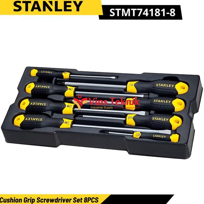 Murah Cushion Grip Screwdriver Obeng Plus Minus Set 8Pcs Stanley Stmt74181-8