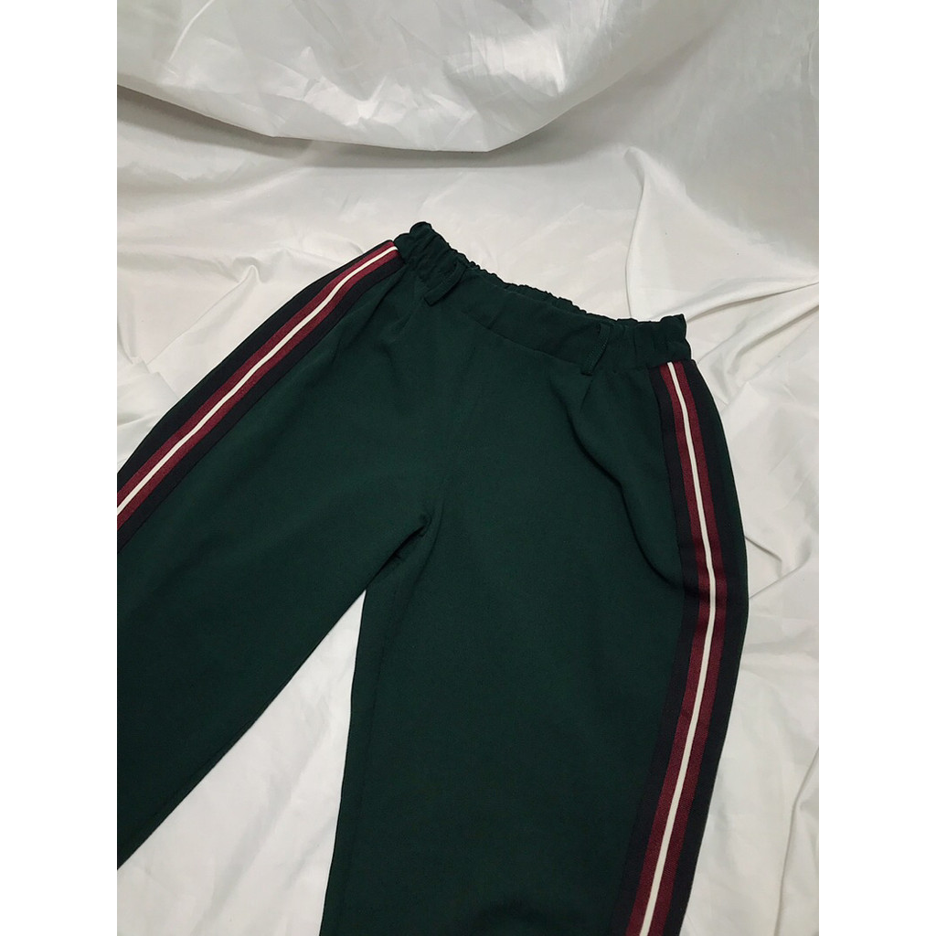 Nego AjaYuk > Bershka Side Stripe Jogger Pants - Dark Green (Bawahan/Celana)|Preloved/2nd/Second/Bek