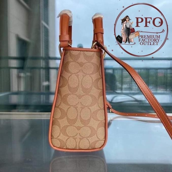 Murah Tas Coch F57568 Perry Business Tote Bag Lady Diana Khaki Brown