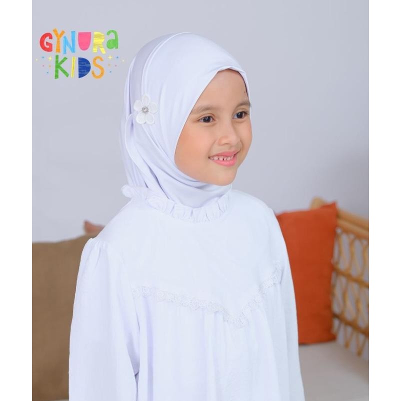 Setelan Muslim Putih Anak Perempuan Baju Set Tunik Manasik Haji