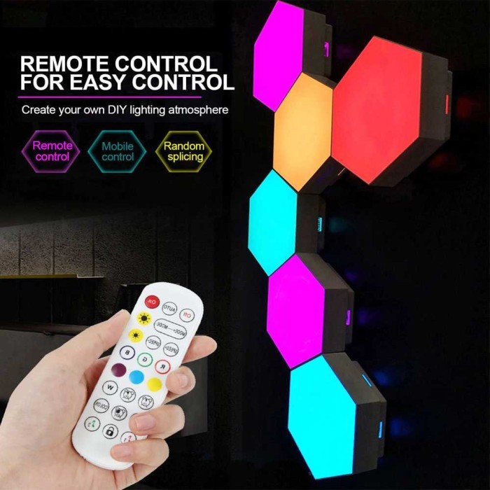 Lampu Kamar Studio Dekorasi Hexagon Led Rgb App Warna Warni Control Murah