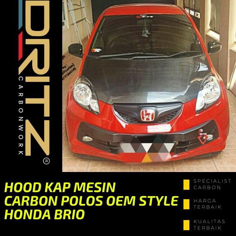 Carbon Hood Kap Mesin Carbon Polos Oem Style Mobil Honda Brio Aksesoris Eksterior Karbon