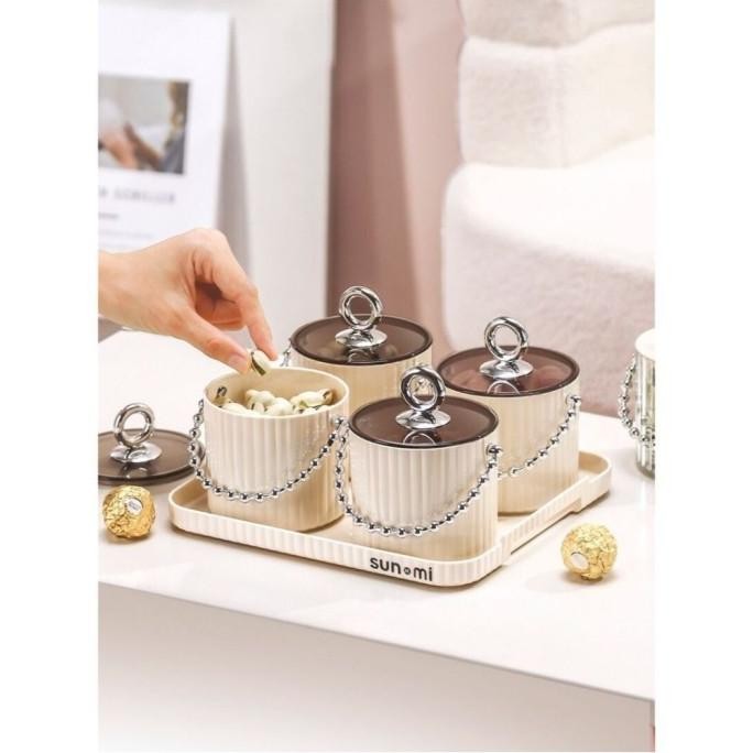 [MS] Toples Kue Kacang Permen Toples Set + Nampan Toples Imlek Lebaran
