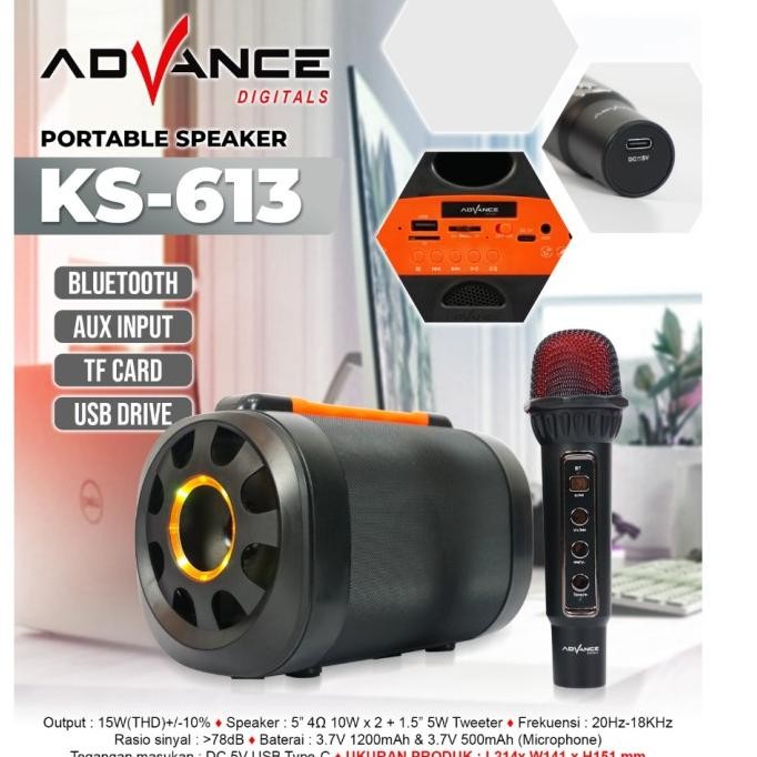 Sale Speaker Bluetooth Advance 5 Inch Ks 613 Speaker Karoke Portable Bergaransi Resmi 1 Tahun