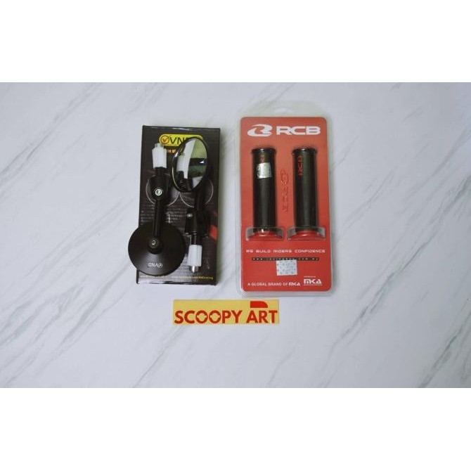 PAKET SPION BAR END BULAT CEMBUNG VND HANDGRIP RCB SCOOPY UNIVERSAL
