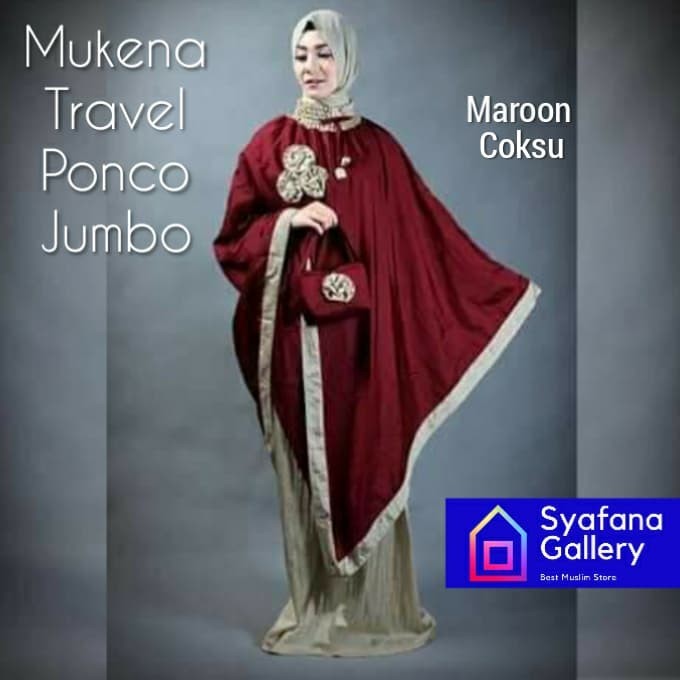 Mukena Parasut Ponco Traveling Pocong Travel Dewasa Jumbo Elegant
