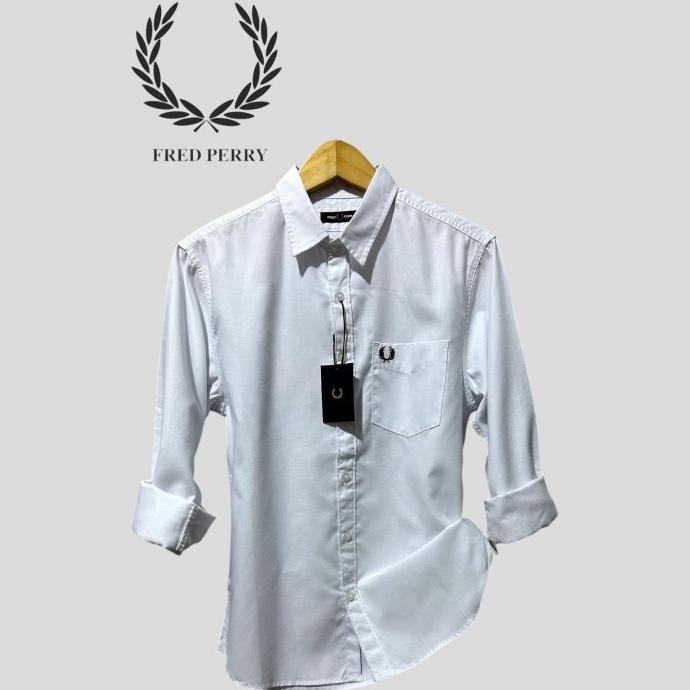Fred Perry Kemeja Panjang Pria Casual Premium Slimfit Terlaris