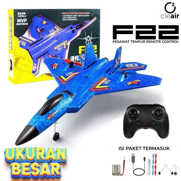 Mainan Pesawat F22 Terbang Remote Control LED Pesawat Glider Airplane