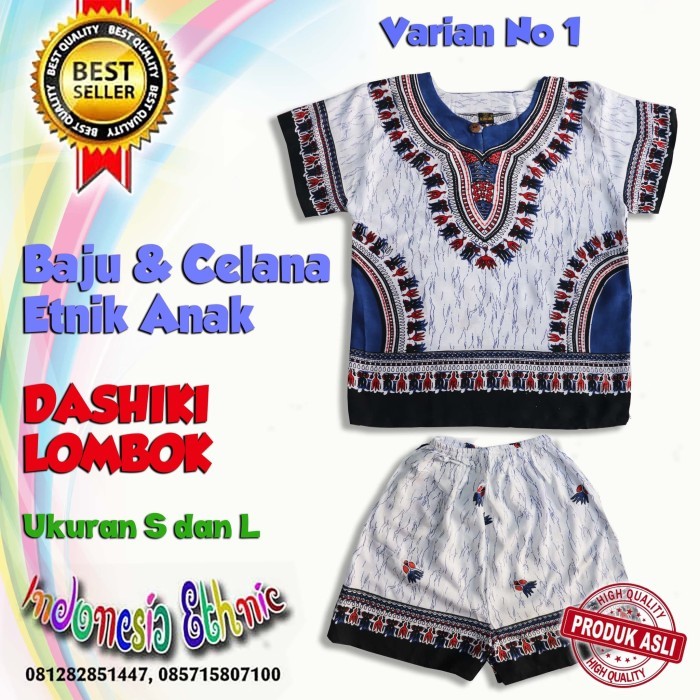 CHL BAJU CELANA ETNIK DASHIKI LOMBOK UKURAN ANAK SETELAN SGA
