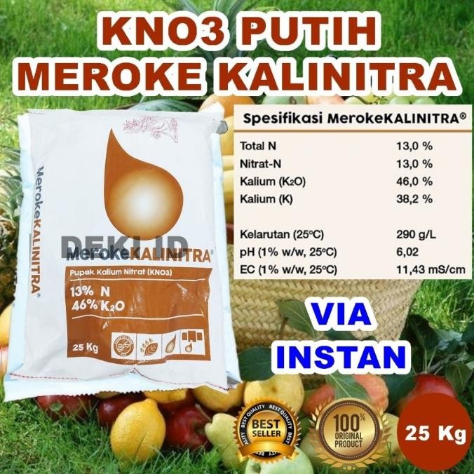 Kalinitra Meroke 25 Kg Via Instan Pupuk KNO3 Putih Kemasan Pabrik Nutrisi Generatif Tanaman Anggur M