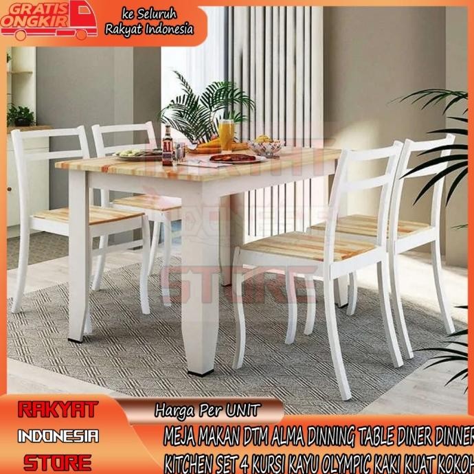 [KARGO] MEJA MAKAN DTM ALMA OLYMPIC DINNING TABLE DINER KITCHEN SET 4 KURSI BAHAN MARMER TEMPAT DINE