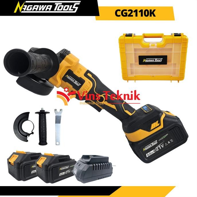 mesin gerinda baterai cordless angle grinder CG 2110 K NAGAWA CG2110K