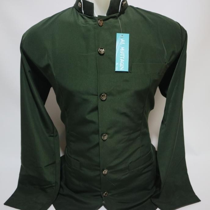 Busana Muslim Pria Baju Koko Jas Koko Jasko Hijau Polos Al Muttaqin Terlaris