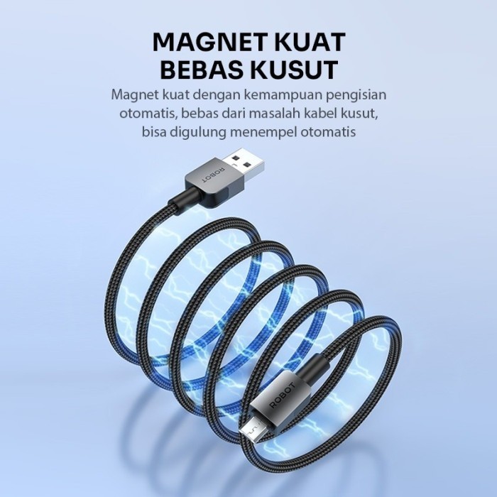 

SALE TERLARIS ROBOT KABEL DATA MAGNETIK 1M TYPE C MICRO USB LIGHTING ANTI KUSUT DATA CABLE
