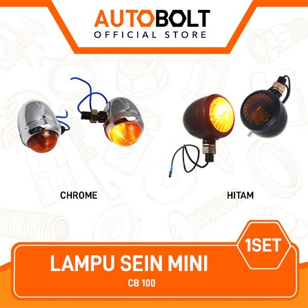 LAMPU SEIN MODEL CB100 CB 100 LAMA SEN MINI KUPING HITAM CHROME 1 SET