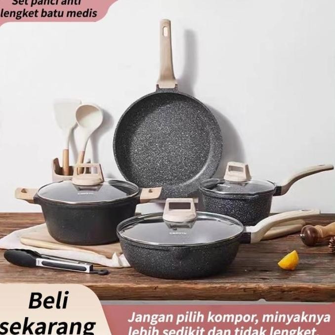 7PCS Essential Woody Antilengket Peralatan Masak Peralatan Dapur Cocok