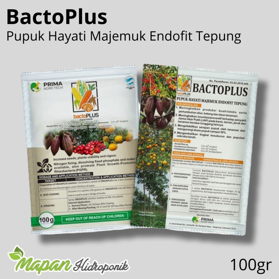 Bactoplus 100gram Pupuk Hayati Endofit Majemuk Komoditas Perkebunan