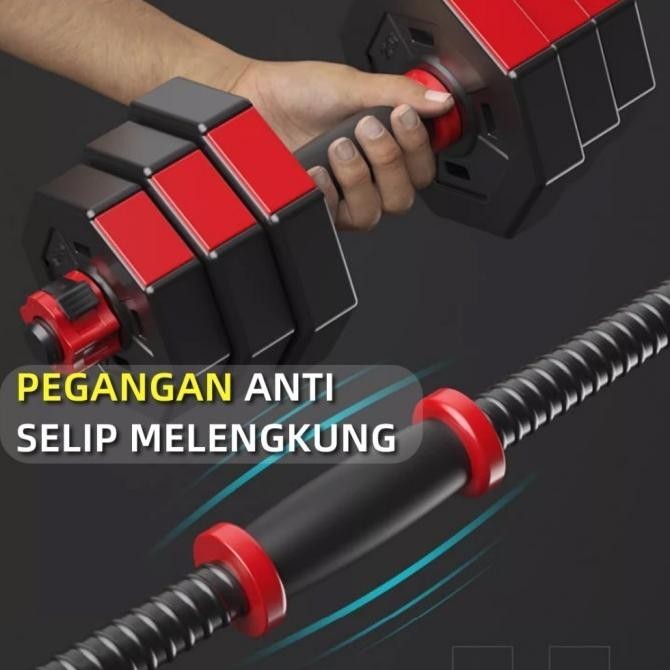 Dumbell Set 30kg/40KG Barbel 4 in1 PVC Alat Olahraga Angkat Besi