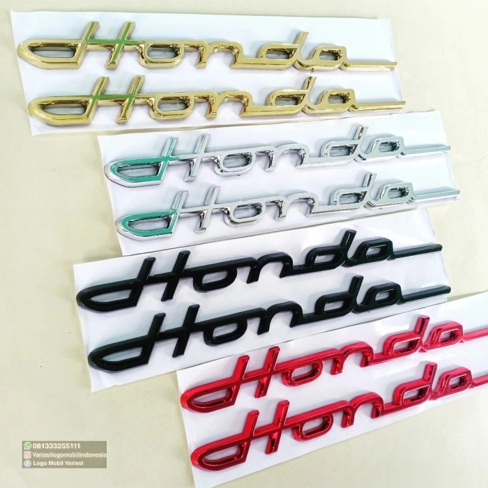 FREE ONGKIR EMBLEM LOGO HONDA LATIN ITALIC RETRO CLASSIC MOBIL MOTOR SILVER CHROME BISA COD