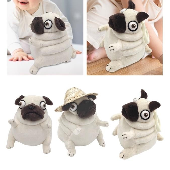 Mainan Hewan Plush Animasi Lucu Pug Boneka Binatang Realistis Untuk