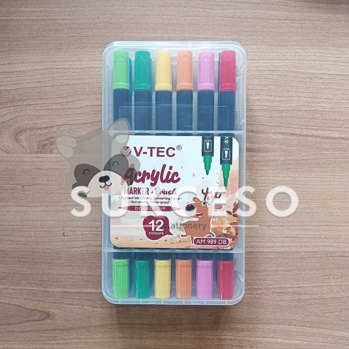 

Sale Vtec Acrylic Marker + Brush 12 Color Am 989 Db Spidol Akrilik Warna 2 In 1 Murah
