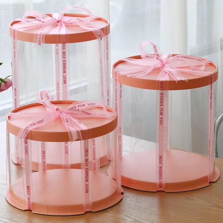 

PROMO Cake Box Kue Tinggi Bulat Mika Transparan Untuk Box Buket / Cake Uang, dll. na-93
