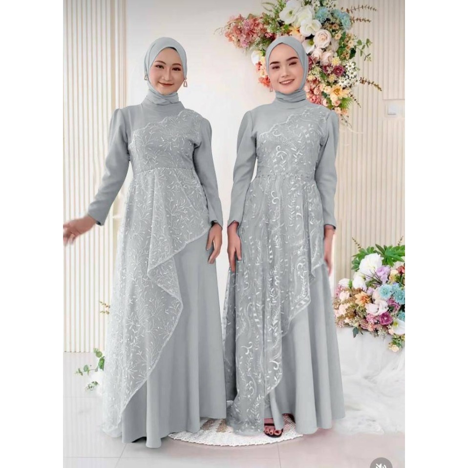 Maxi Tiana gamis brukat muslim dress kondangan model baru 2023 dewasa